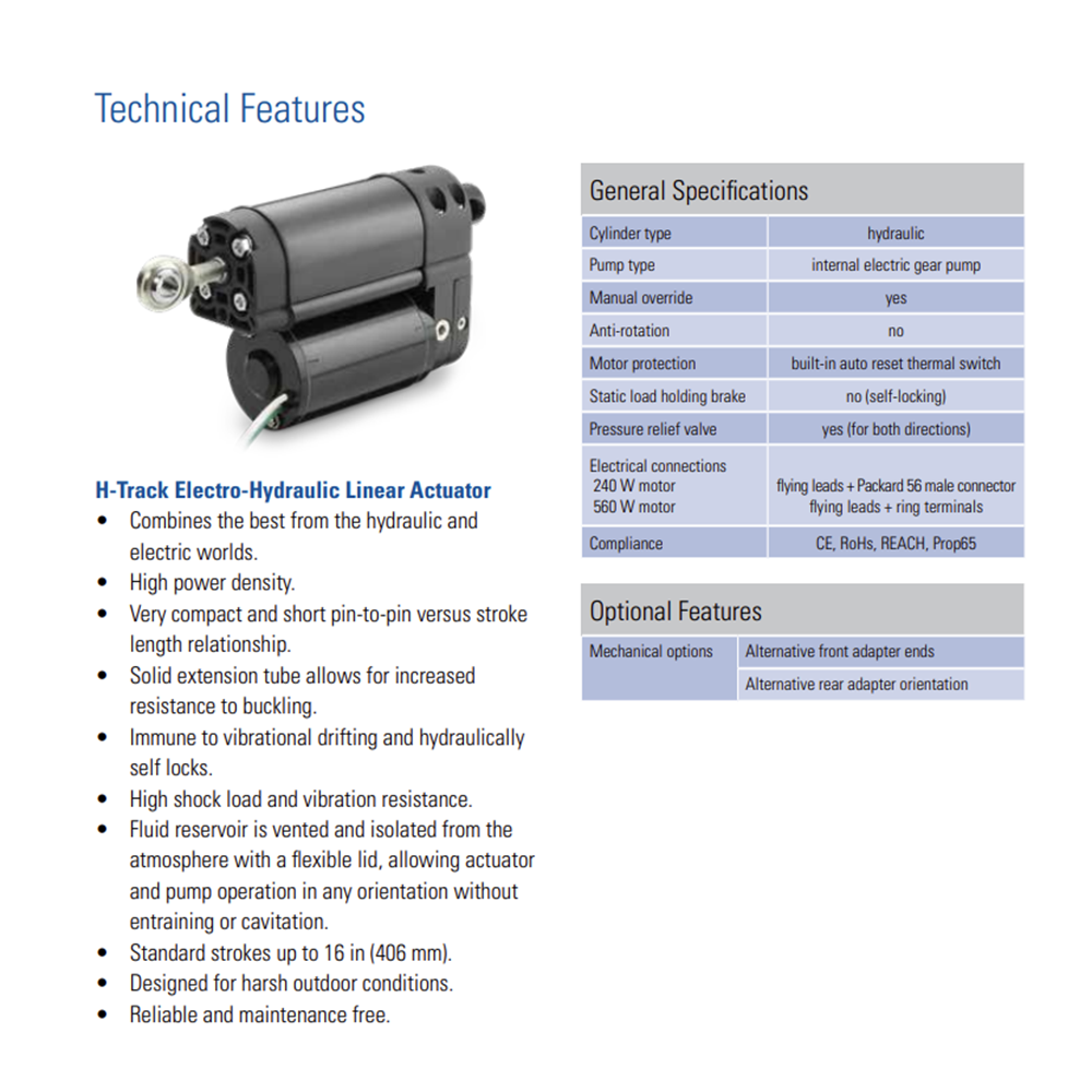 H TRAK SERIES THOMSON H TRAK SERIES RODDED ELECTRIC ACTUATOR<BR>SPECIFY NOTED INFORMATION FOR PRICE AND AVAILABILITY